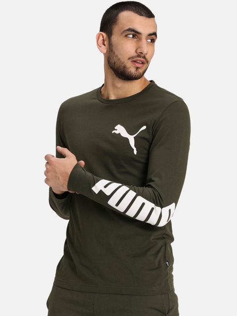 

Puma Men Olive Green Printed Round Neck T-shirt