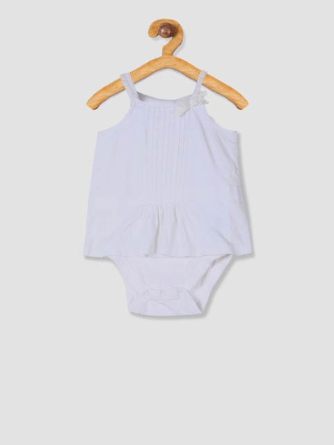 GAP Infant Girls White Solid Pintuck Bodysuit, Off white