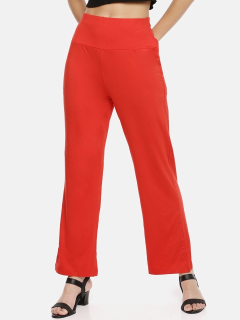 

GOLDSTROMS Women Red Loose Fit Solid Regular Trousers