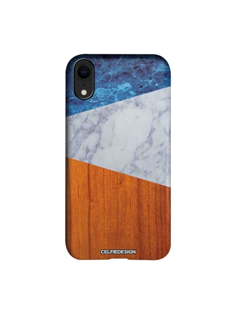 

CelfieDesign Brown & Off White Marble Wood Colourblocked iPhone XR Back Case