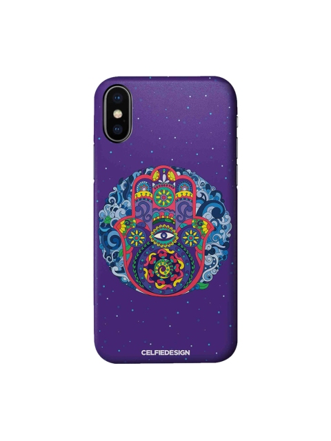 

CelfieDesign Purple & Blue Humsa Mandala Quirky Sustainable Apple iPhone XS Back Cover