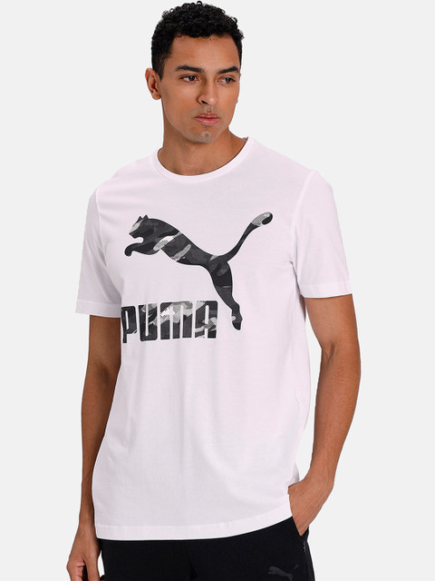 

Puma Men White Printed Round Neck Classics Logo Tee