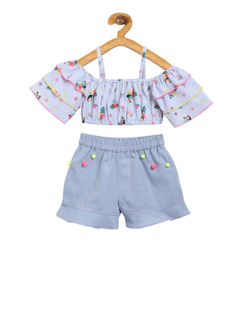 

Nauti Nati Infant Girls Blue & Pink Printed Clothing Set