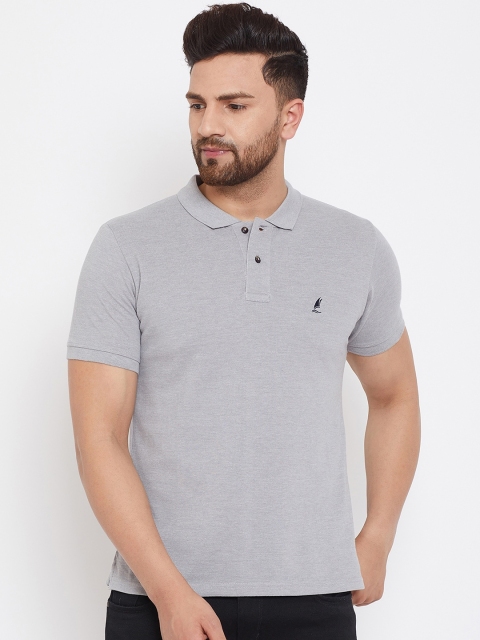 

HARBORNBAY Men Grey Solid Polo Collar T-shirt