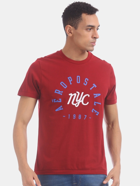 

Aeropostale Men Red Printed Round Neck T-shirt