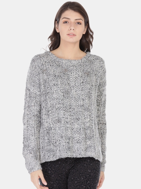 

GAP Women Grey Marled Chunky Crew Neck Sweater