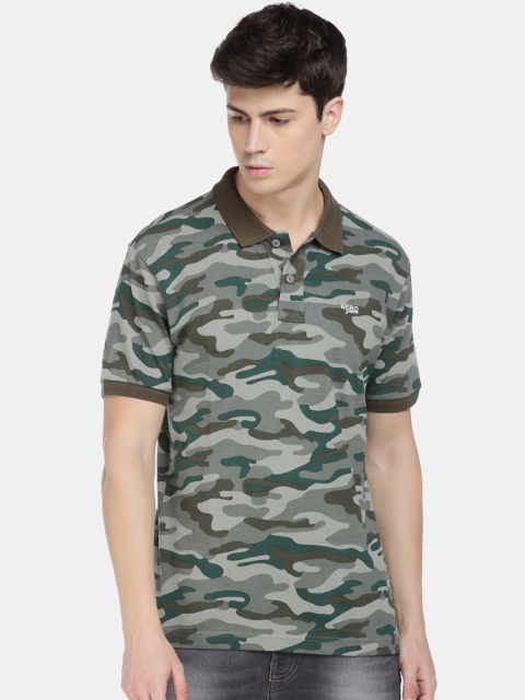 

Aeropostale Men Green & Black Camouflage Printed Polo Collar T-shirt