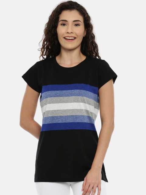 

GOLDSTROMS Women Blue & White Striped Round Neck T-shirt
