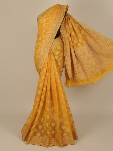 

Pothys Yellow Checked Saree