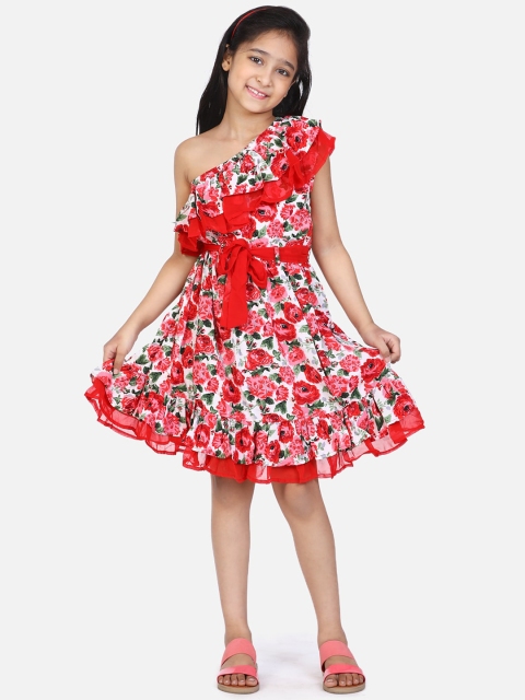 

LilPicks Girls Red Floral Printed Fit and Flare Dress