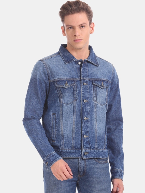 

Aeropostale Men Blue Solid Denim Jacket