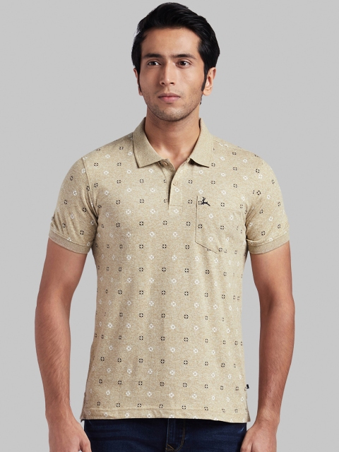 

Parx Men Beige Printed Polo Collar T-shirt