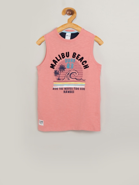 

max Boys Pink Printed Hood T-shirt