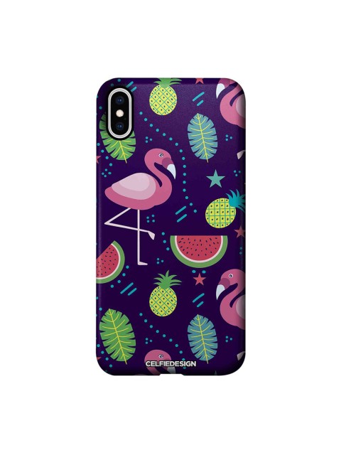 

CelfieDesign Purple & Green Flamingo Base 501 Quirky Sustainable Apple iPhone XS Max Back Cover
