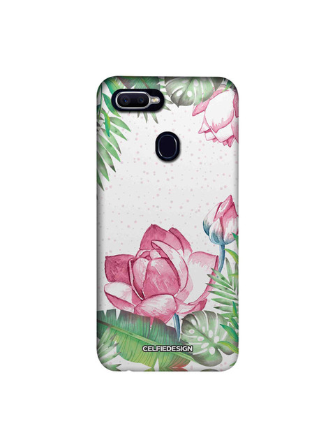 

CelfieDesign White & Pink Floral-Print Oppo F9 Pro Back Cover