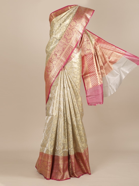 

Pothys Cream-Coloured Woven Design Tissue Saree