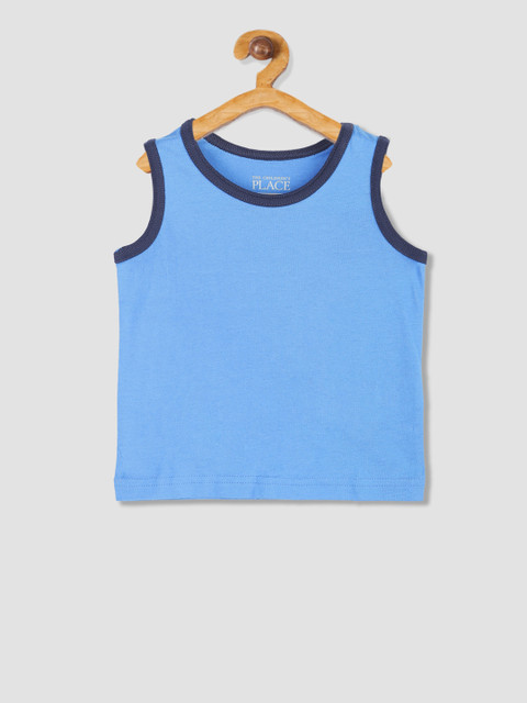 

The Childrens Place Boys Blue Solid Round Neck Cotton T-shirt