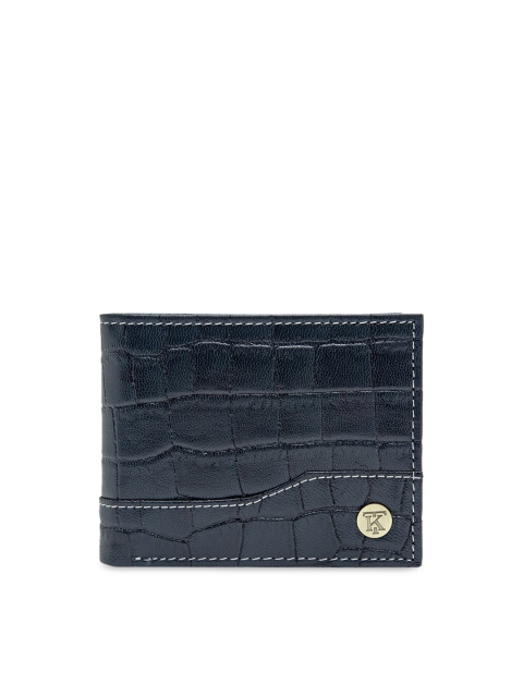 

Teakwood Leathers Unisex Navy Blue Textured Two Fold Wallet