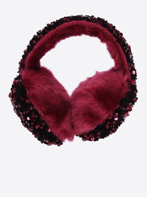 

CUTECUMBER Maroon Fur Embellished Ear Muffs
