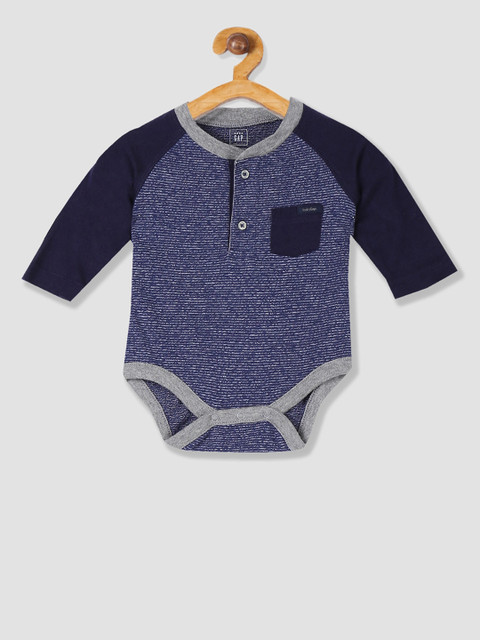 

GAP Baby Blue Stripe Pocket Henley Bodysuit