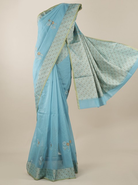 

Pothys Blue Embroidered Saree