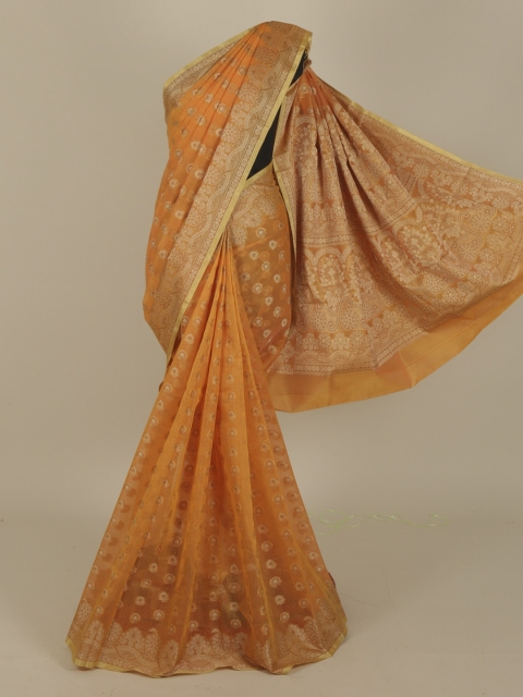 

Pothys Orange Woven Design Cotton Blend Manipuri Saree