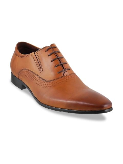 

DAVINCHI Tan Brown Solid Formal Leather Oxfords
