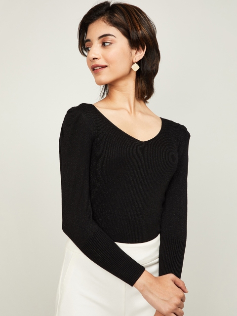 

CODE by Lifestyle Women Black Ribbed Pullover Sweater