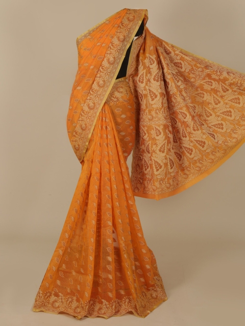 

Pothys Yellow Woven Design Cotton Blend Saree