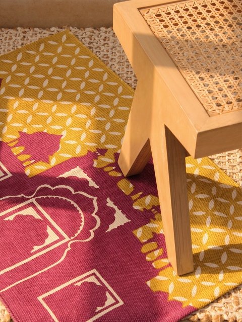 

House This Beige & Purple Printed Floor Mat
