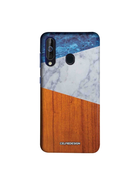 CelfieDesign Brown & Blue Marble Wood Samsung Galaxy A60 Back Cover