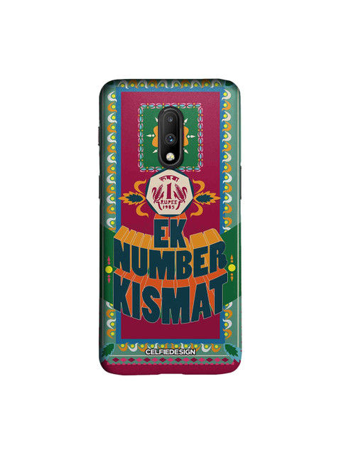

CelfieDesign Unisex Pink Green Nazar lage Ek Number Kismat OnePlus 7 Back Cover