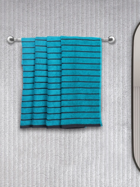 

BIANCA Unisex Pack Of 4 Striped Cotton Hand Towel, Green