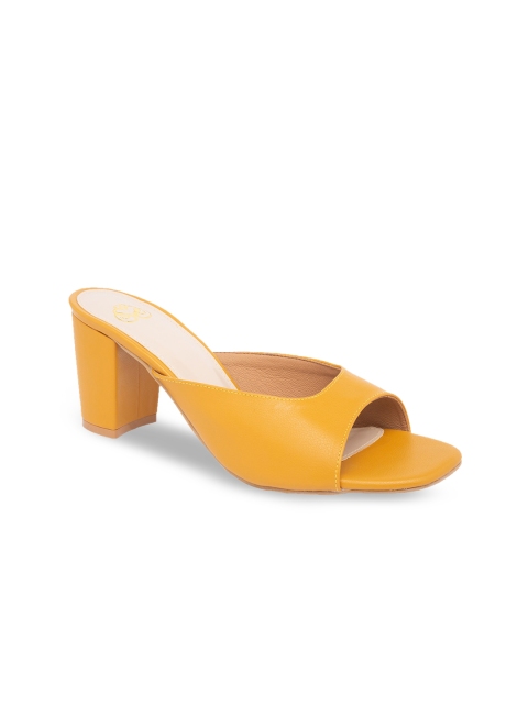 Sole To Soul Women Mustard Yellow Solid Block Heels