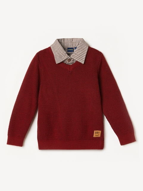 

Juniors by Lifestyle Boys Maroon Solid Pullover Sweater