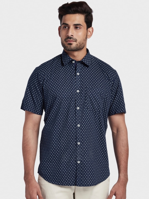 

ColorPlus Men Blue Tailored Fit Printed Casual Shirt