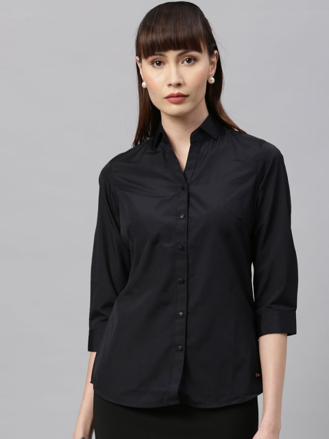 

Park Avenue Woman Black Regular Fit Solid Casual Shirt