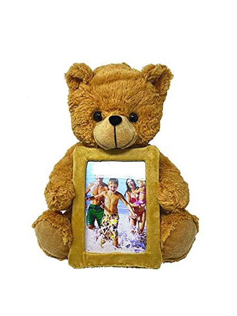 

FUN ZOO TOYS Unisex Kids Brown Teddy Bear Stuffed Plush Soft Toy With Photo Frame