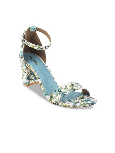

Metro Women Blue Printed Sandals, White