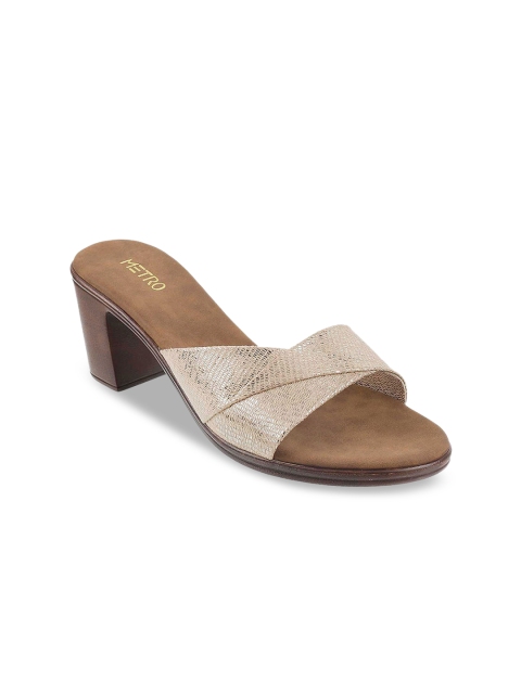 

Metro Women Gold-Toned Printed Mules