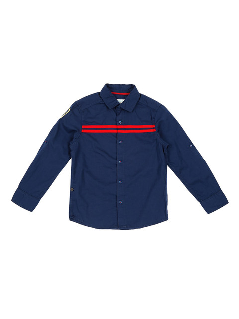 

Pantaloons Junior Boys Navy Blue & Red Regular Fit Solid Casual Shirt
