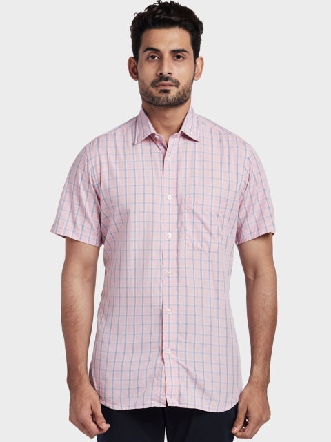 

ColorPlus Men Red Tailored Fit Checked Casual Shirt