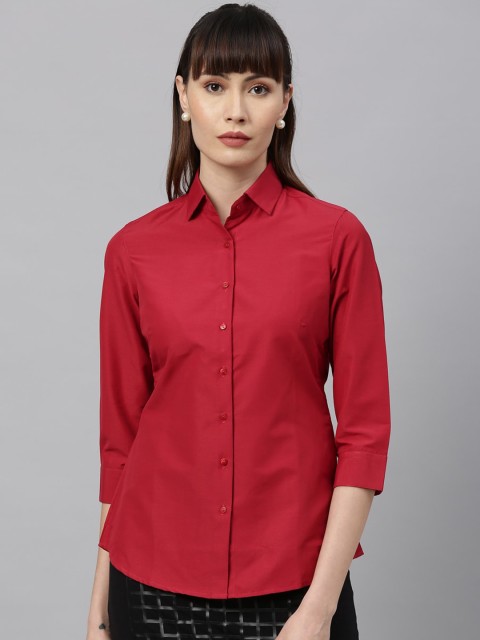 

Park Avenue Woman Women Red Regular Fit Solid Casual Shirt