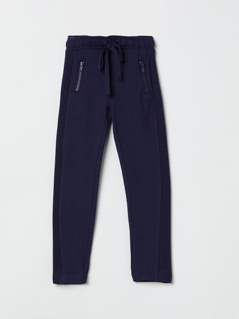 

max Girls Navy Blue Regular Fit Solid Regular Pure Cotton Trousers
