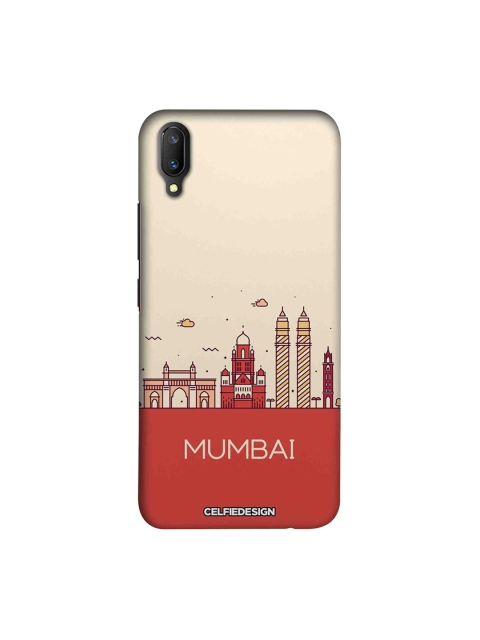 

CelfieDesign Peach Red & White Quirky Sustainable Mumbai skyline Vivo V11 Pro Back Cover