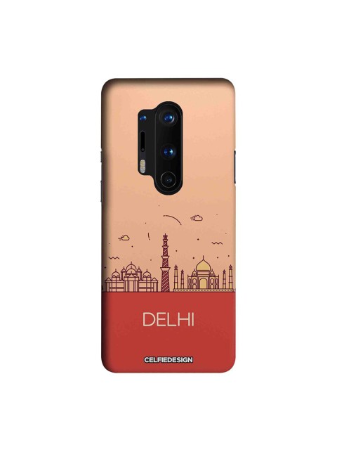 

CelfieDesign Peach-Coloured & Red Delhi Skyline OnePlus 8 Pro Back Cover