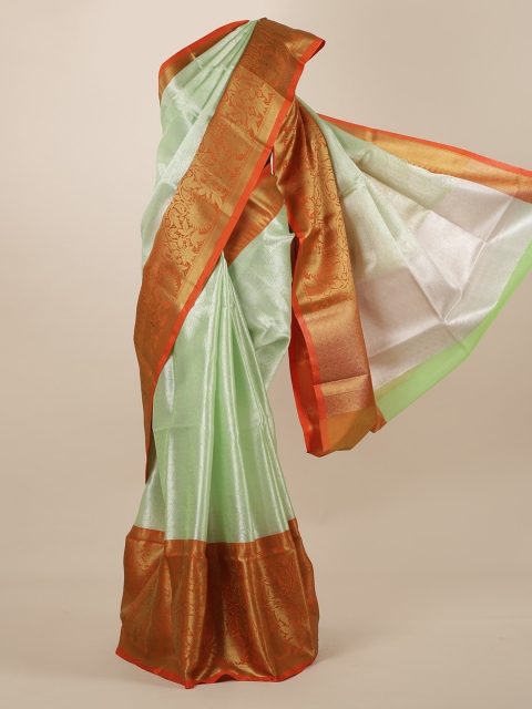 

Pothys Green & Orange Tissue Woven Design Saree