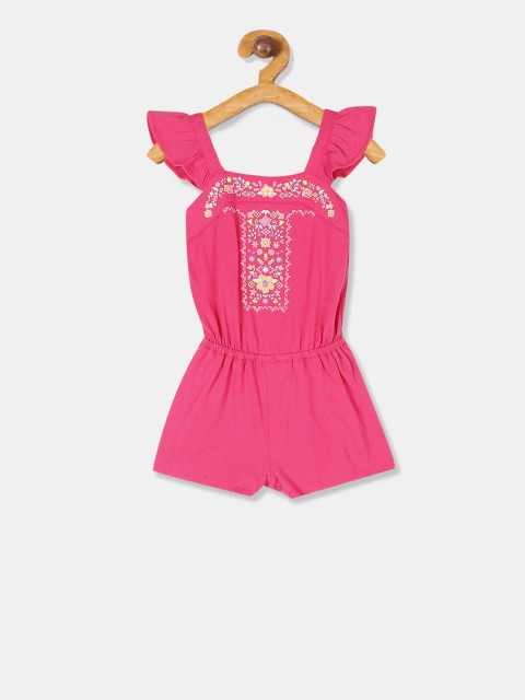 

The Childrens Place Girls Pink & Yellow Printed Romper