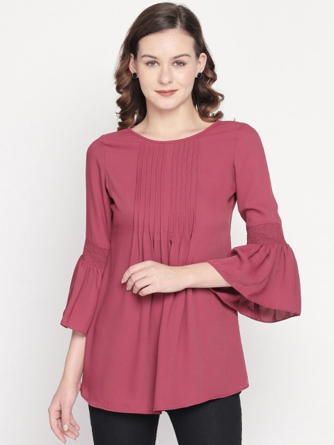 

Mesmerize Women Pink Solid High-Low Top