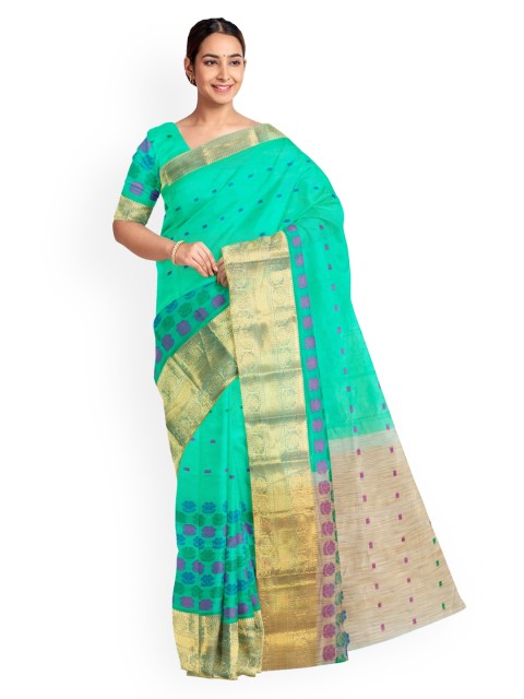 

KLM Fashion Mall Green Printed Silk Blend Saree